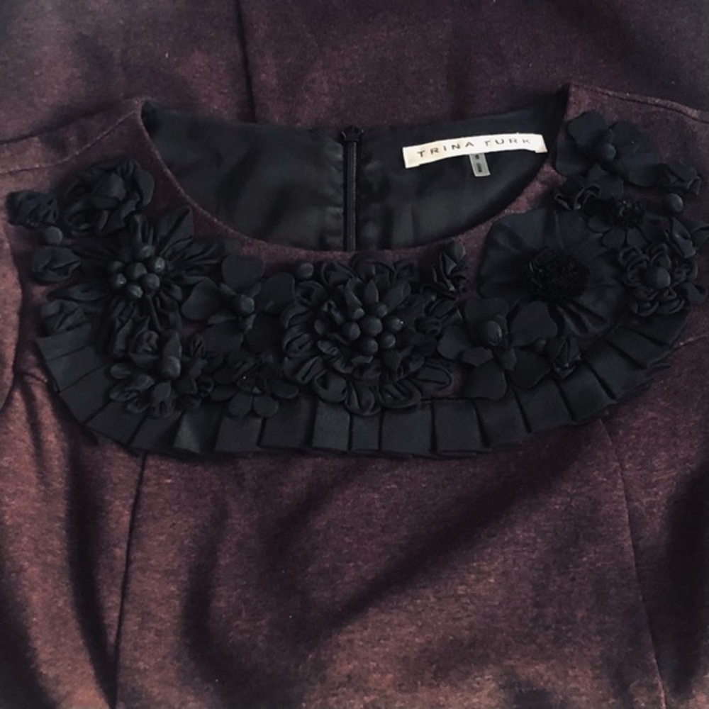 [TRINA Turk] Ribbon Embroidered Floral Neckline Sheath Dress - Picture 5 of 11